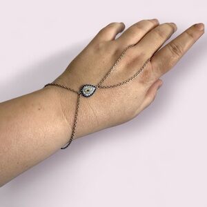 Sterling silver evil eye hand bracelet